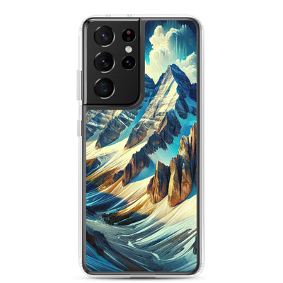 Majestätische Alpen in zufällig ausgewähltem Kunststil - Samsung Schutzhülle (durchsichtig) berge xxx yyy zzz Samsung Galaxy S21 Ultra