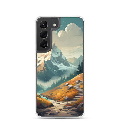 Berge, Wald und Wanderweg - Malerei - Samsung Schutzhülle (durchsichtig) berge xxx Samsung Galaxy S22