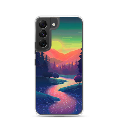 Berge, Fluss, Sonnenuntergang - Malerei - Samsung Schutzhülle (durchsichtig) berge xxx Samsung Galaxy S22