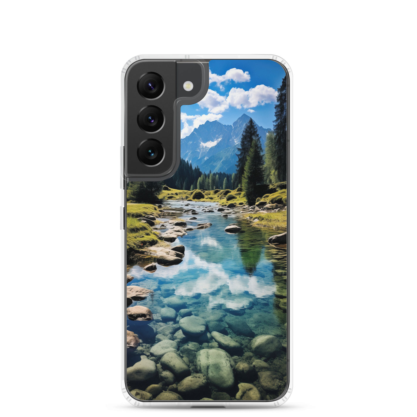Österreichische Alpen und steiniger Bach - Samsung Schutzhülle (durchsichtig) berge xxx Samsung Galaxy S22