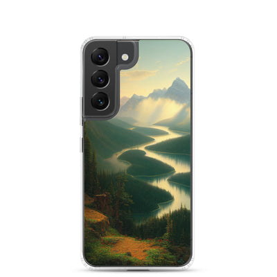 Landschaft mit Bergen, See und viel grüne Natur - Malerei - Samsung Schutzhülle (durchsichtig) berge xxx Samsung Galaxy S22