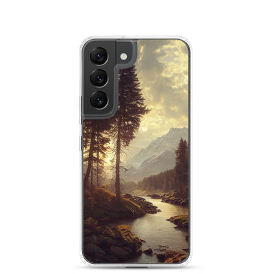 Landschaft mit Bergen, Fluss und Bäumen - Malerei - Samsung Schutzhülle (durchsichtig) berge xxx Samsung Galaxy S22