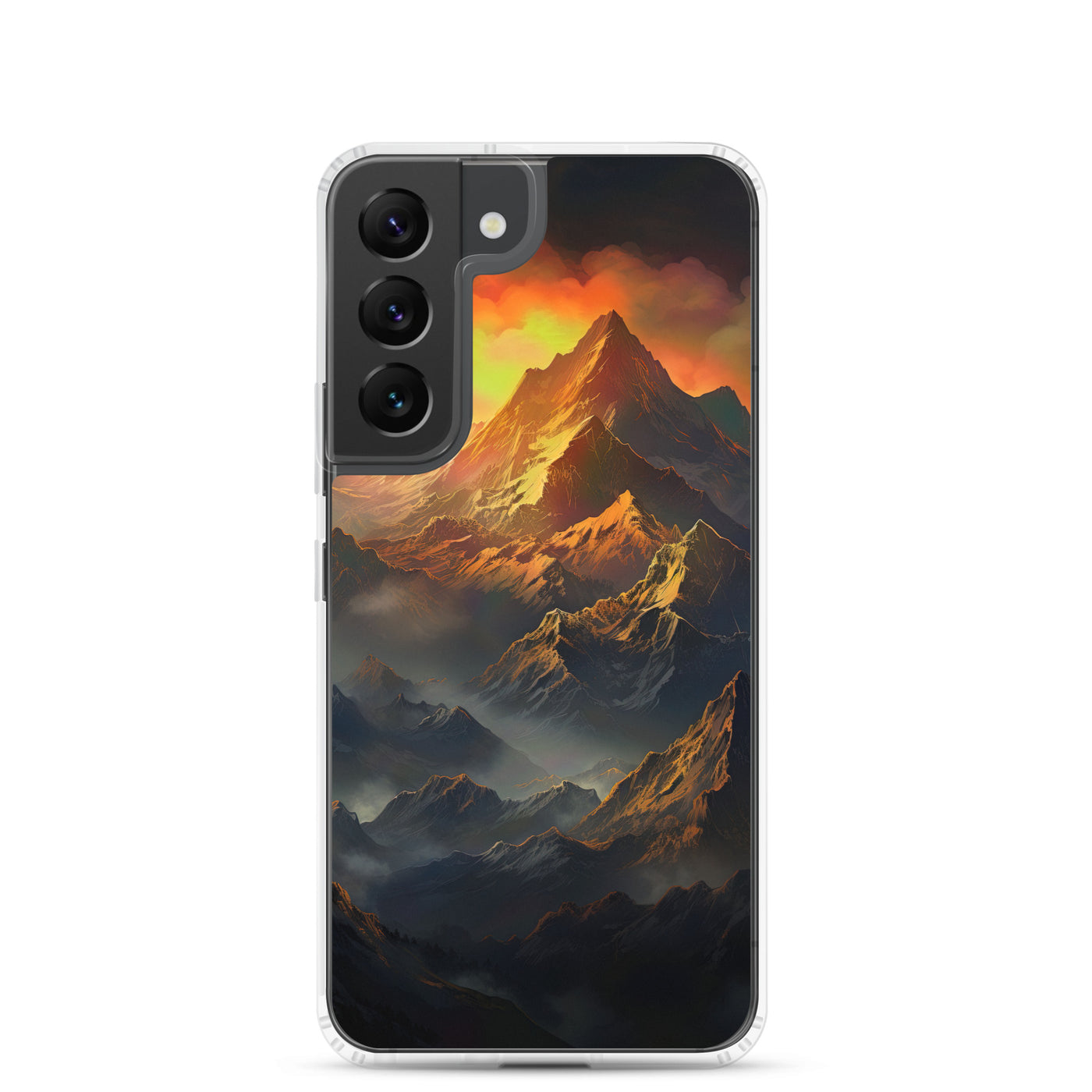 Wunderschöne Himalaya Gebirge im Nebel und Sonnenuntergang - Malerei - Samsung Schutzhülle (durchsichtig) berge xxx Samsung Galaxy S22