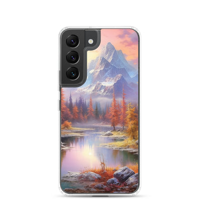 Landschaftsmalerei - Berge, Bäume, Bergsee und Herbstfarben - Samsung Schutzhülle (durchsichtig) berge xxx Samsung Galaxy S22