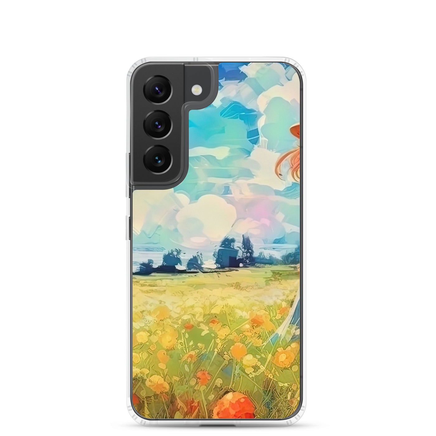 Dame mit Hut im Feld mit Blumen - Landschaftsmalerei - Samsung Schutzhülle (durchsichtig) camping xxx Samsung Galaxy S22
