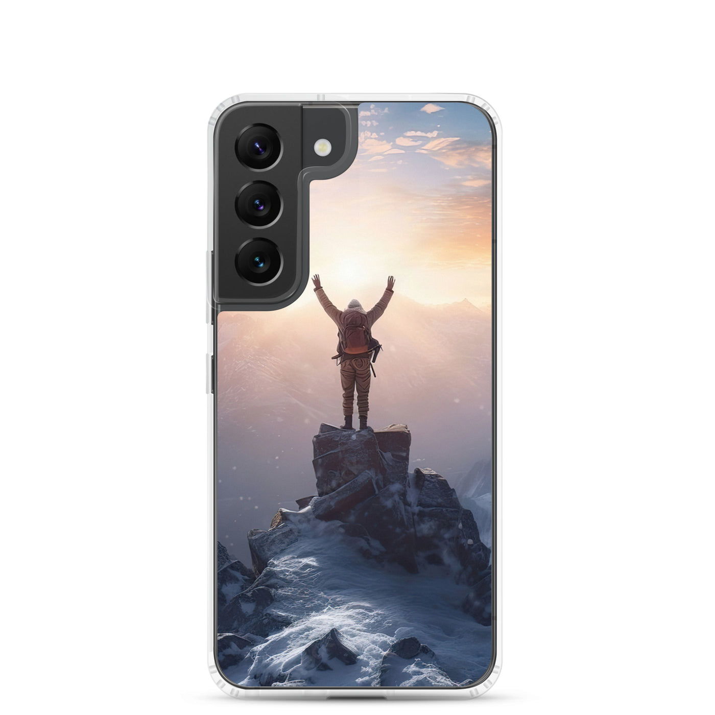 Mann auf der Spitze eines Berges - Landschaftsmalerei - Samsung Schutzhülle (durchsichtig) berge xxx Samsung Galaxy S22