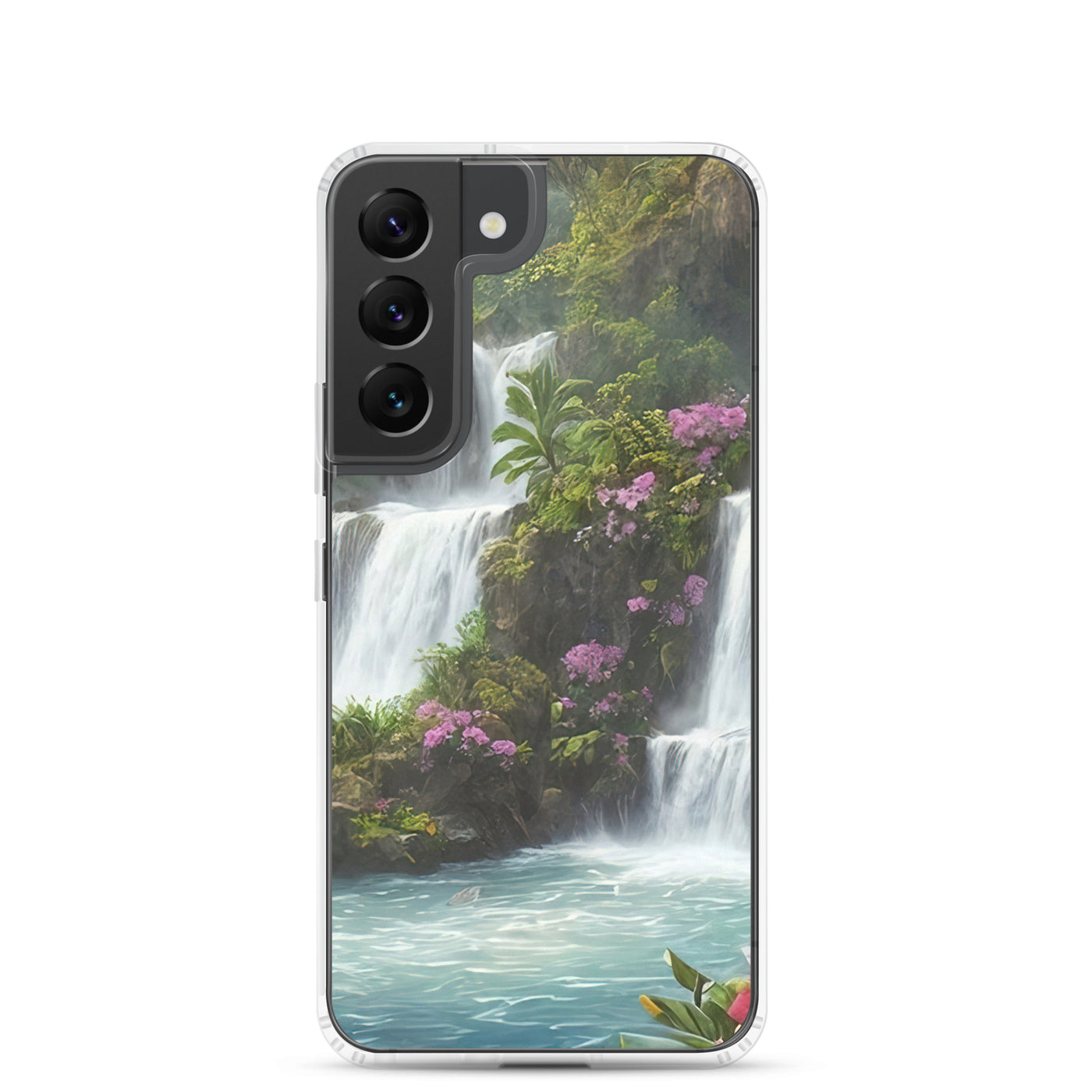 Wasserfall im Wald und Blumen - Schöne Malerei - Samsung Schutzhülle (durchsichtig) camping xxx Samsung Galaxy S22