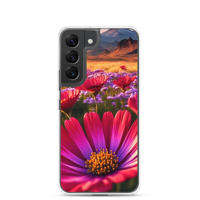 Wünderschöne Blumen und Berge im Hintergrund - Samsung Schutzhülle (durchsichtig) berge xxx Samsung Galaxy S22