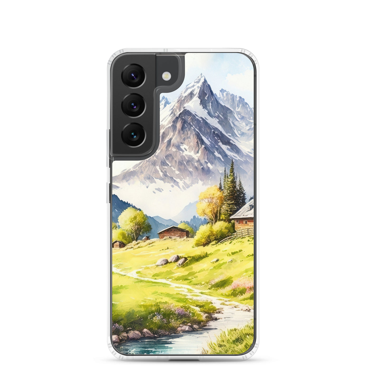 Epische Berge und Berghütte - Landschaftsmalerei - Samsung Schutzhülle (durchsichtig) berge xxx Samsung Galaxy S22