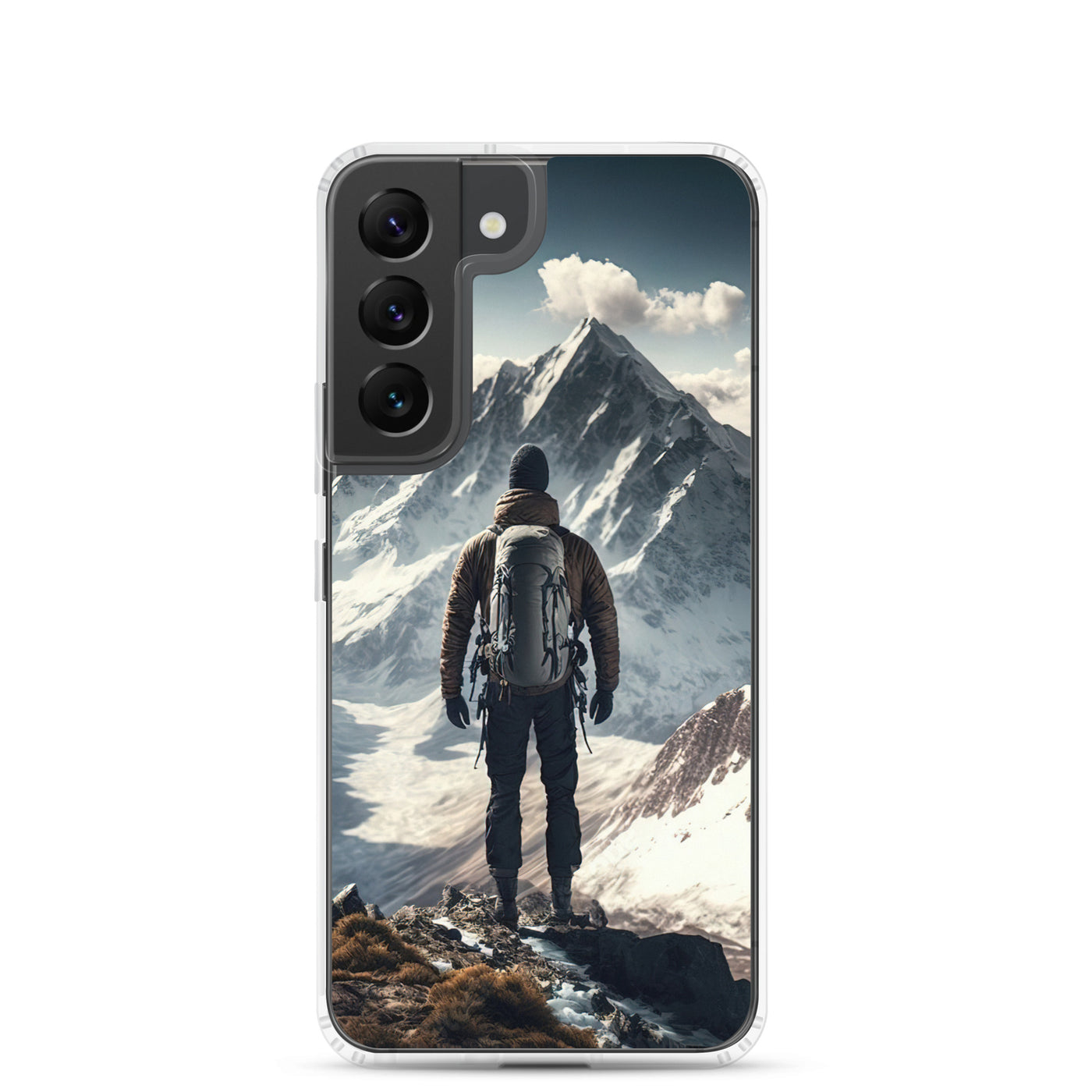 Wanderer auf Berg von hinten - Malerei - Samsung Schutzhülle (durchsichtig) berge xxx Samsung Galaxy S22