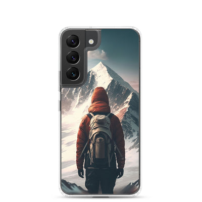 Wanderer von hinten vor einem Berg - Malerei - Samsung Schutzhülle (durchsichtig) berge xxx Samsung Galaxy S22