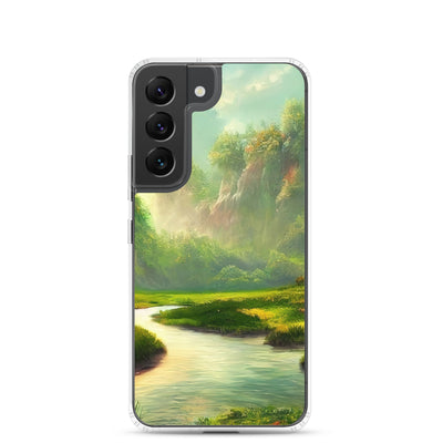 Bach im tropischen Wald - Landschaftsmalerei - Samsung Schutzhülle (durchsichtig) camping xxx Samsung Galaxy S22