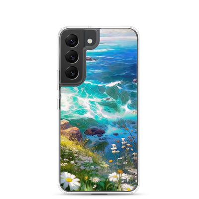 Berge, Blumen, Fluss und Steine - Malerei - Samsung Schutzhülle (durchsichtig) camping xxx Samsung Galaxy S22