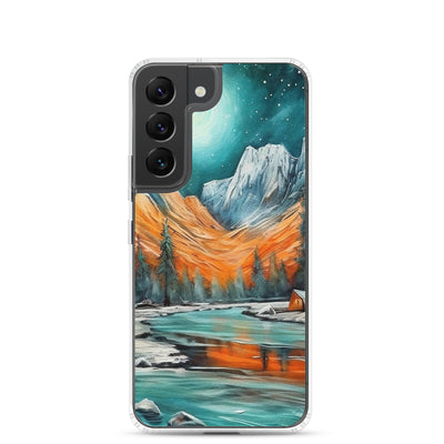 Berglandschaft und Zelte - Nachtstimmung - Landschaftsmalerei - Samsung Schutzhülle (durchsichtig) camping xxx Samsung Galaxy S22