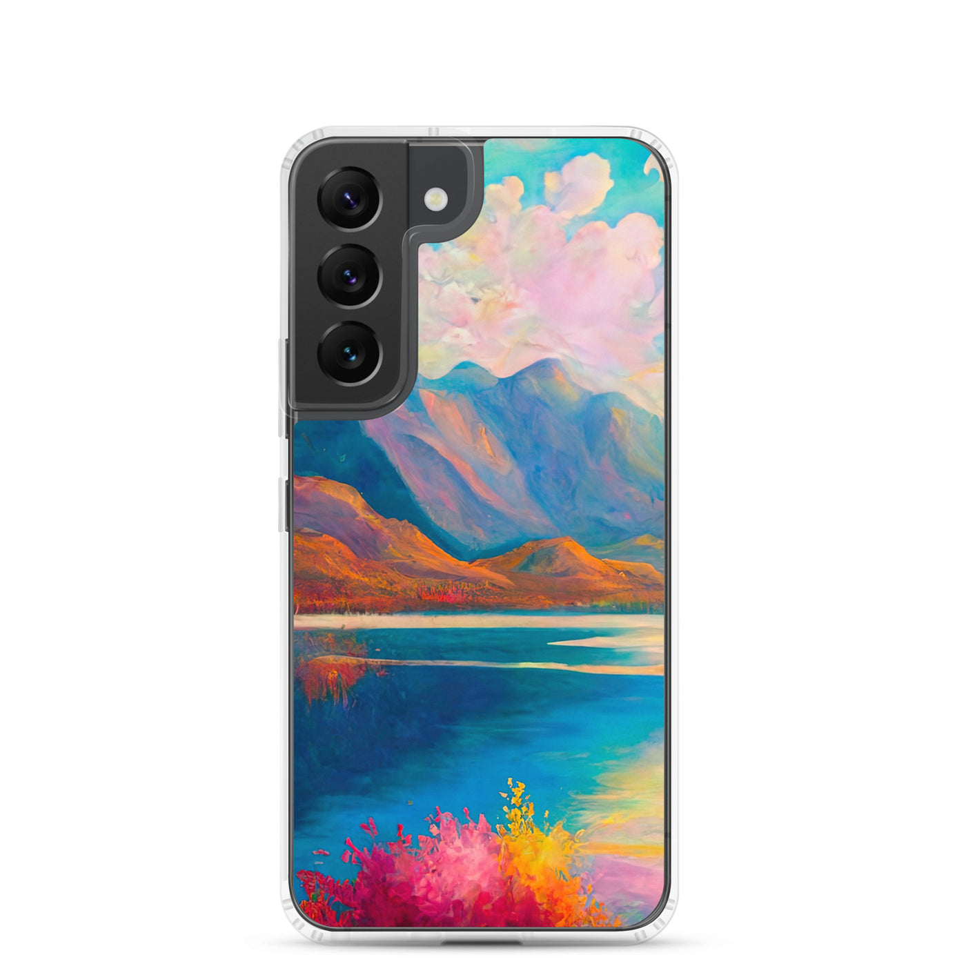 Berglandschaft und Bergsee - Farbige Ölmalerei - Samsung Schutzhülle (durchsichtig) berge xxx Samsung Galaxy S22