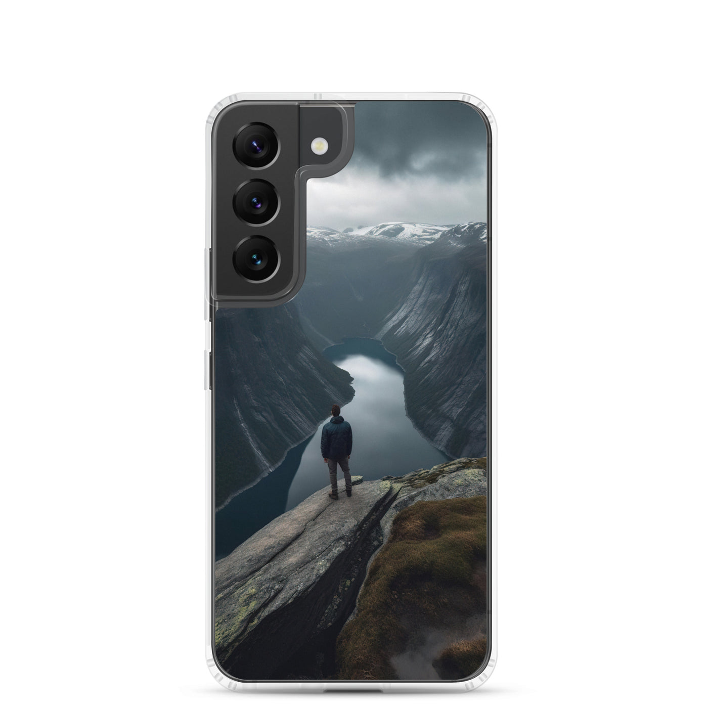 Mann auf Bergklippe - Norwegen - Samsung Schutzhülle (durchsichtig) berge xxx Samsung Galaxy S22