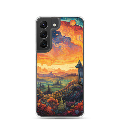 Hund auf Felsen - Epische bunte Landschaft - Malerei - Samsung Schutzhülle (durchsichtig) camping xxx Samsung Galaxy S22