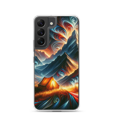 Abstrakte Kunst der Alpen, wo die Berge mit dynamischen Farben und Mustern pulsieren und eine Szene Energie schaffen - Schutzhülle camping xxx yyy zzz Samsung Galaxy S22