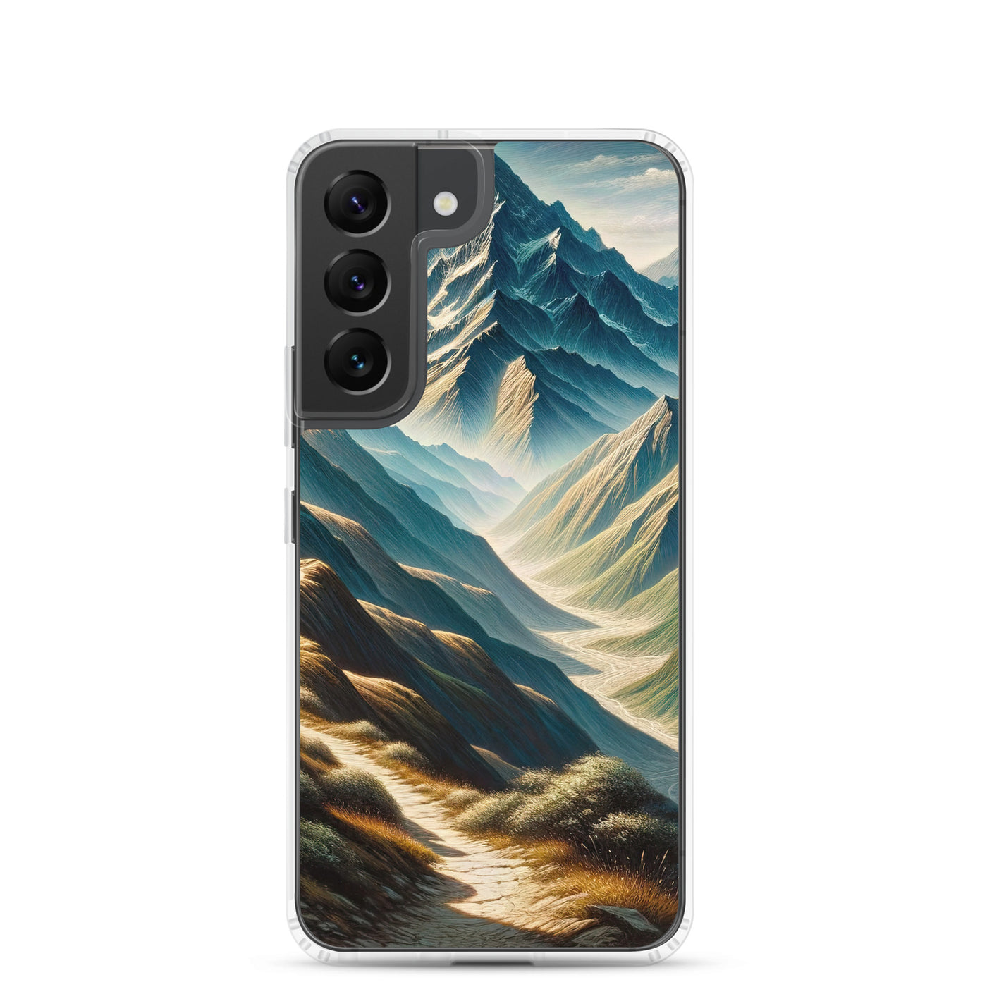 Berglandschaft: Acrylgemälde mit hervorgehobenem Pfad - Samsung Schutzhülle (durchsichtig) berge xxx yyy zzz Samsung Galaxy S22