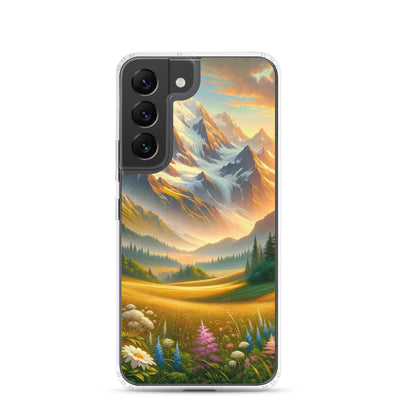 Heitere Alpenschönheit: Schneeberge und Wildblumenwiesen - Samsung Schutzhülle (durchsichtig) berge xxx yyy zzz Samsung Galaxy S22