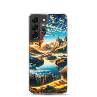 Alpen Gebirge im Morgenlicht: Kunstwerk mit Deutsche Flagge - Samsung Schutzhülle (durchsichtig) berge xxx yyy zzz Samsung Galaxy S22
