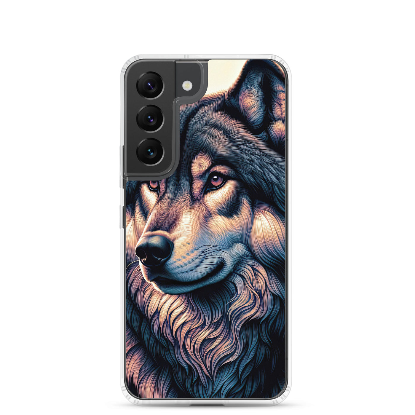 Majestätischer, glänzender Wolf in leuchtender Illustration (AN) - Samsung Schutzhülle (durchsichtig) xxx yyy zzz Samsung Galaxy S22
