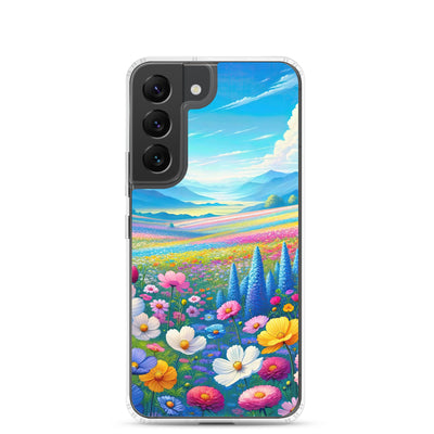 Weitläufiges Blumenfeld unter himmelblauem Himmel, leuchtende Flora - Samsung Schutzhülle (durchsichtig) camping xxx yyy zzz Samsung Galaxy S22