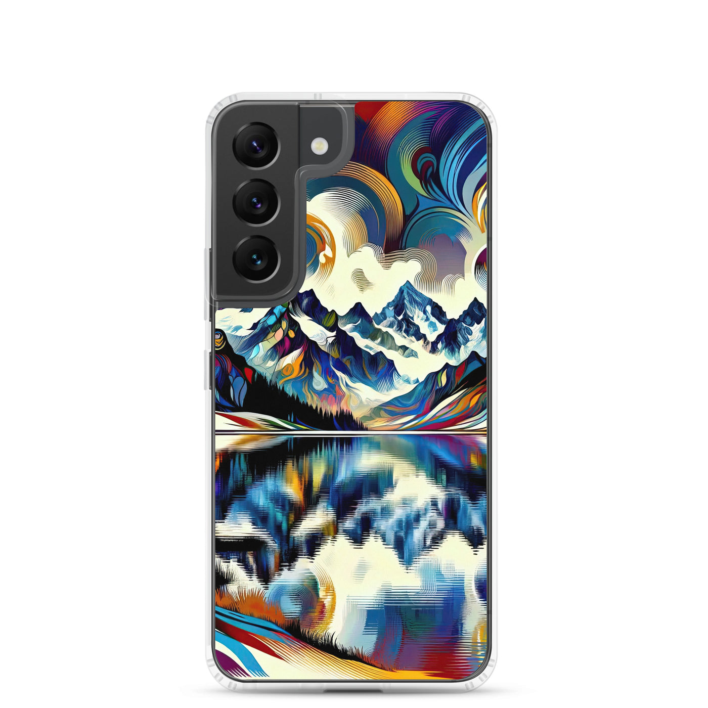 Alpensee im Zentrum eines abstrakt-expressionistischen Alpen-Kunstwerks - Samsung Schutzhülle (durchsichtig) berge xxx yyy zzz Samsung Galaxy S22