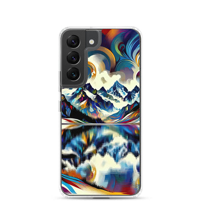 Alpensee im Zentrum eines abstrakt-expressionistischen Alpen-Kunstwerks - Samsung Schutzhülle (durchsichtig) berge xxx yyy zzz Samsung Galaxy S22