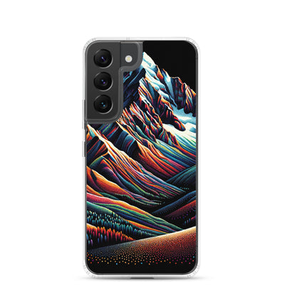Pointillistische Darstellung der Alpen, Farbpunkte formen die Landschaft - Samsung Schutzhülle (durchsichtig) berge xxx yyy zzz Samsung Galaxy S22