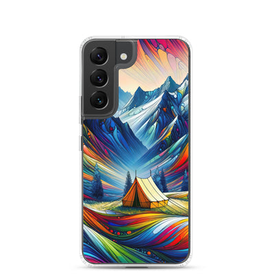 Surreale Alpen in abstrakten Farben, dynamische Formen der Landschaft - Samsung Schutzhülle (durchsichtig) camping xxx yyy zzz Samsung Galaxy S22