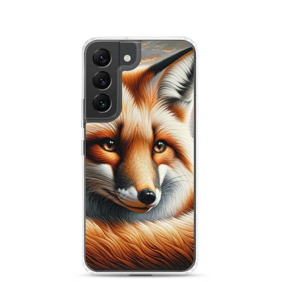 Ölgemälde eines nachdenklichen Fuchses mit weisem Blick - Samsung Schutzhülle (durchsichtig) camping xxx yyy zzz Samsung Galaxy S22