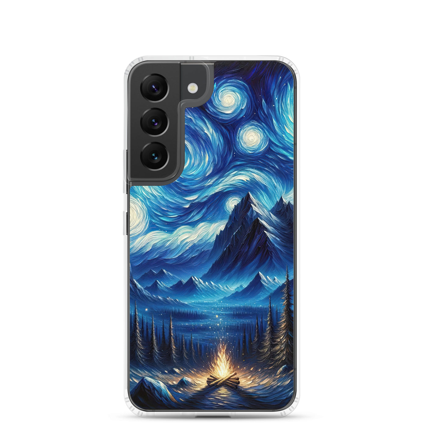 Sternennacht-Stil Ölgemälde der Alpen, himmlische Wirbelmuster - Samsung Schutzhülle (durchsichtig) berge xxx yyy zzz Samsung Galaxy S22