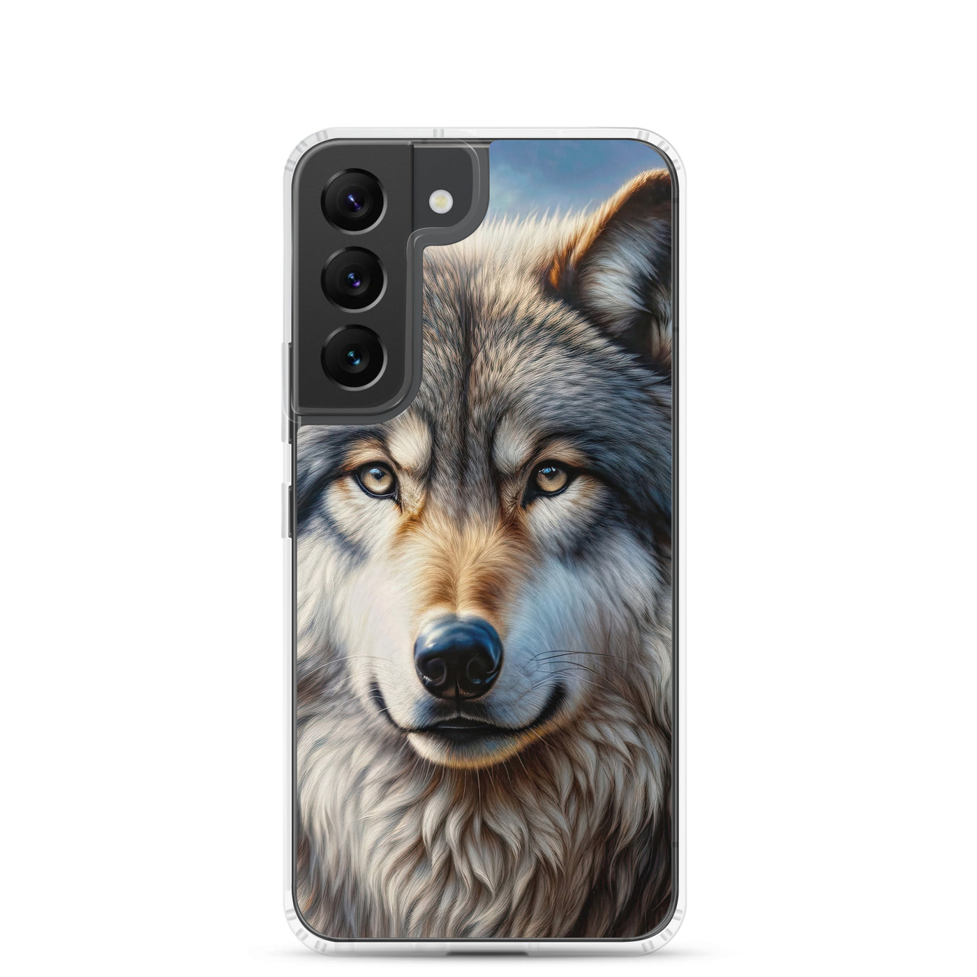 Porträt-Ölgemälde eines prächtigen Wolfes mit faszinierenden Augen (AN) - Samsung Schutzhülle (durchsichtig) xxx yyy zzz Samsung Galaxy S22