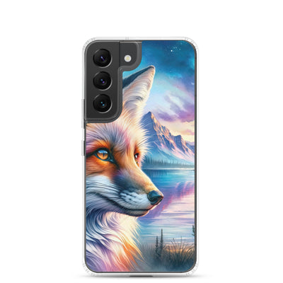 Aquarellporträt eines Fuchses im Dämmerlicht am Bergsee - Samsung Schutzhülle (durchsichtig) camping xxx yyy zzz Samsung Galaxy S22