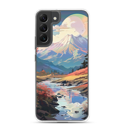 Berge. Fluss und Blumen - Malerei - Samsung Schutzhülle (durchsichtig) berge xxx Samsung Galaxy S22 Plus