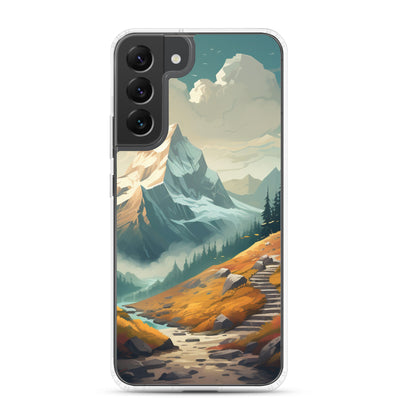 Berge, Wald und Wanderweg - Malerei - Samsung Schutzhülle (durchsichtig) berge xxx Samsung Galaxy S22 Plus