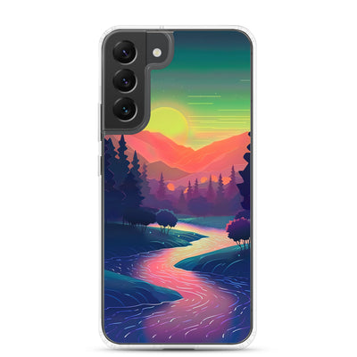 Berge, Fluss, Sonnenuntergang - Malerei - Samsung Schutzhülle (durchsichtig) berge xxx Samsung Galaxy S22 Plus