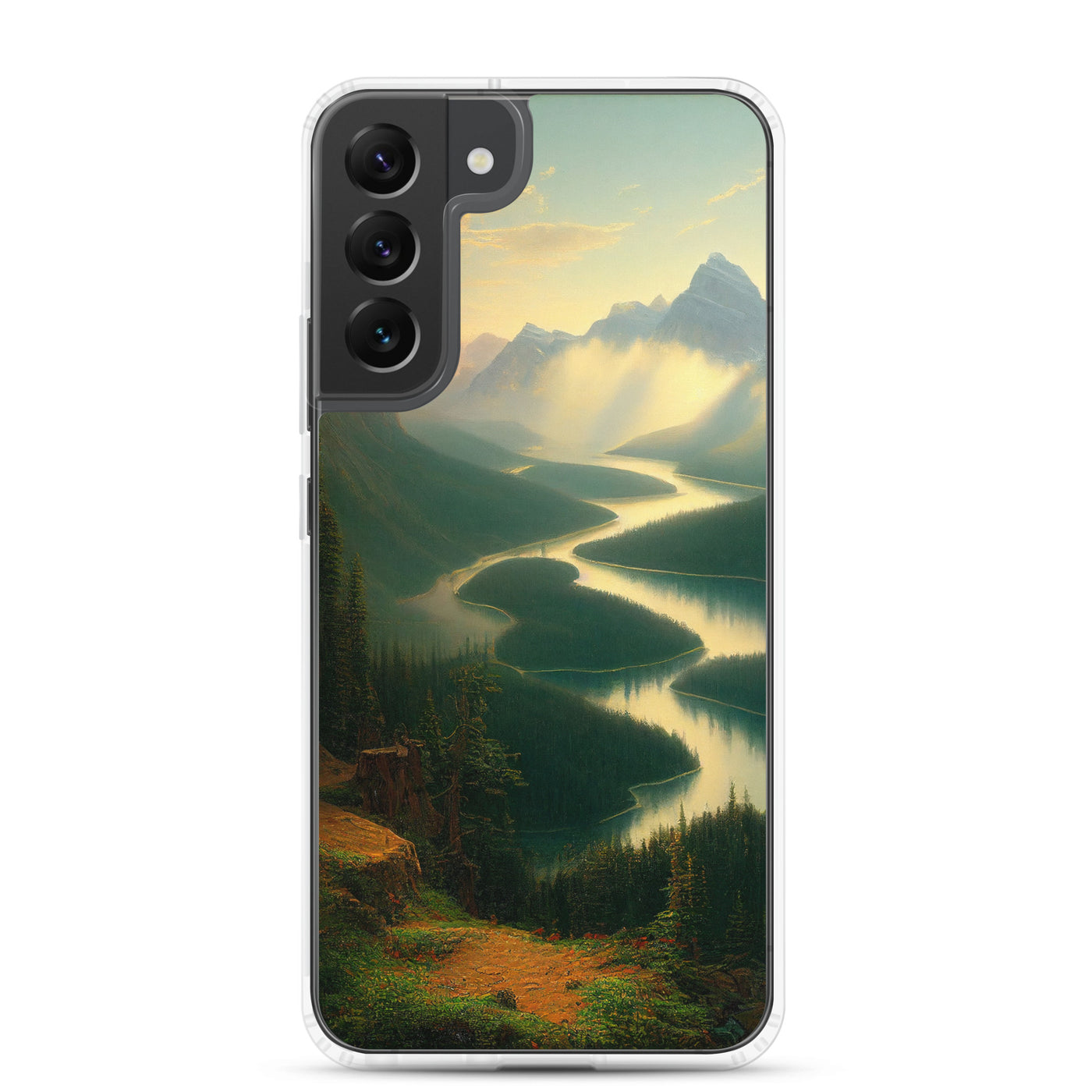 Landschaft mit Bergen, See und viel grüne Natur - Malerei - Samsung Schutzhülle (durchsichtig) berge xxx Samsung Galaxy S22 Plus