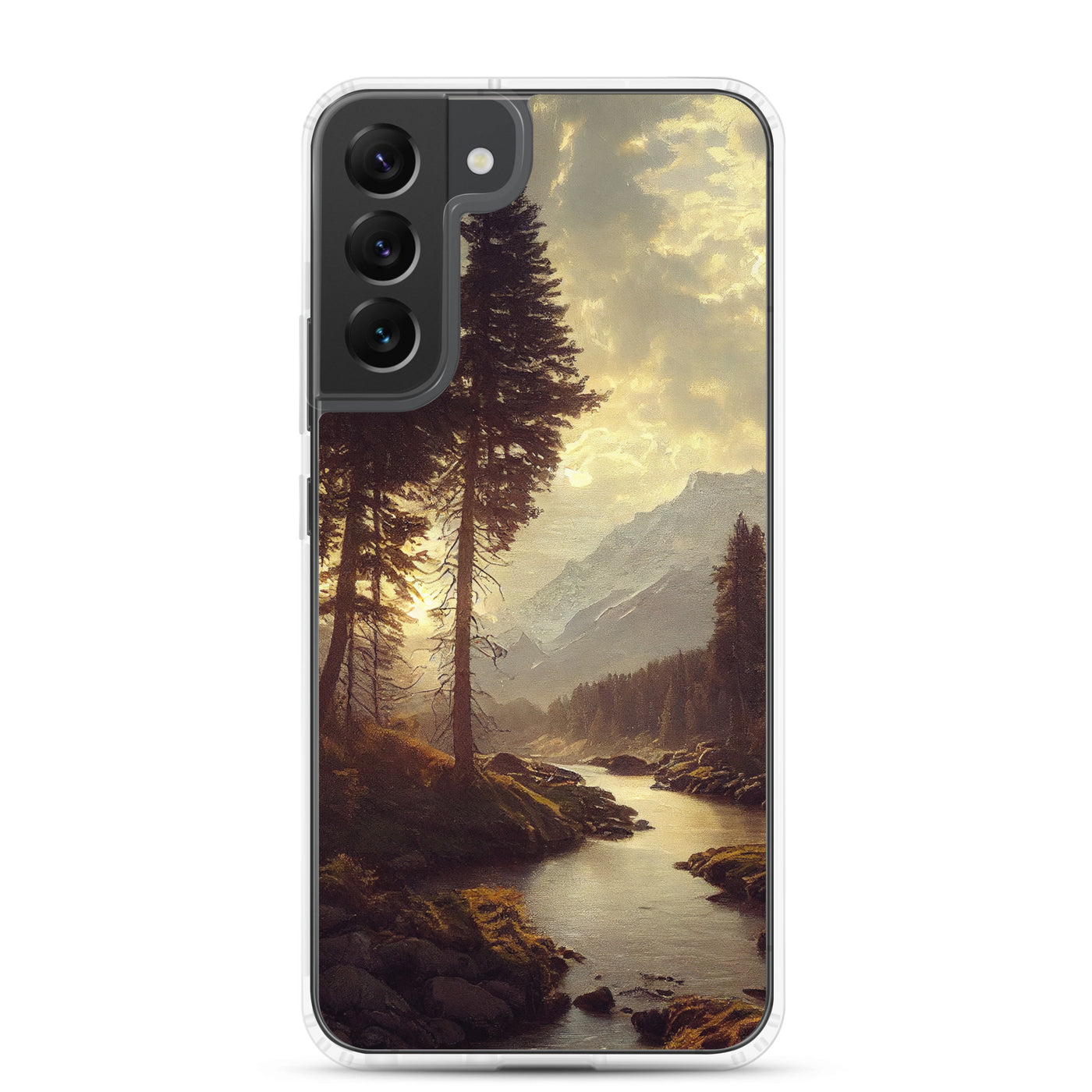 Landschaft mit Bergen, Fluss und Bäumen - Malerei - Samsung Schutzhülle (durchsichtig) berge xxx Samsung Galaxy S22 Plus