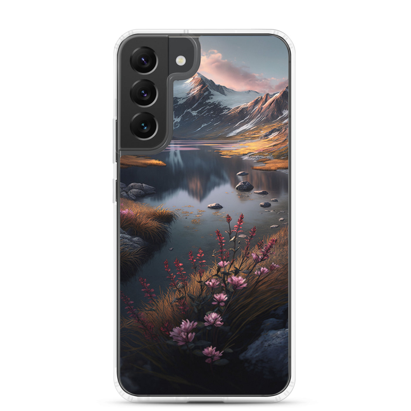 Berge, Bergsee und Blumen - Samsung Schutzhülle (durchsichtig) berge xxx Samsung Galaxy S22 Plus