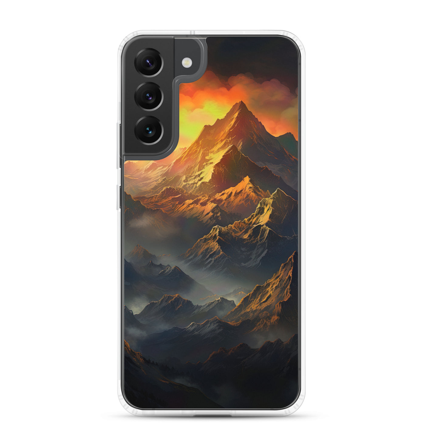 Wunderschöne Himalaya Gebirge im Nebel und Sonnenuntergang - Malerei - Samsung Schutzhülle (durchsichtig) berge xxx Samsung Galaxy S22 Plus