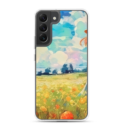 Dame mit Hut im Feld mit Blumen - Landschaftsmalerei - Samsung Schutzhülle (durchsichtig) camping xxx Samsung Galaxy S22 Plus