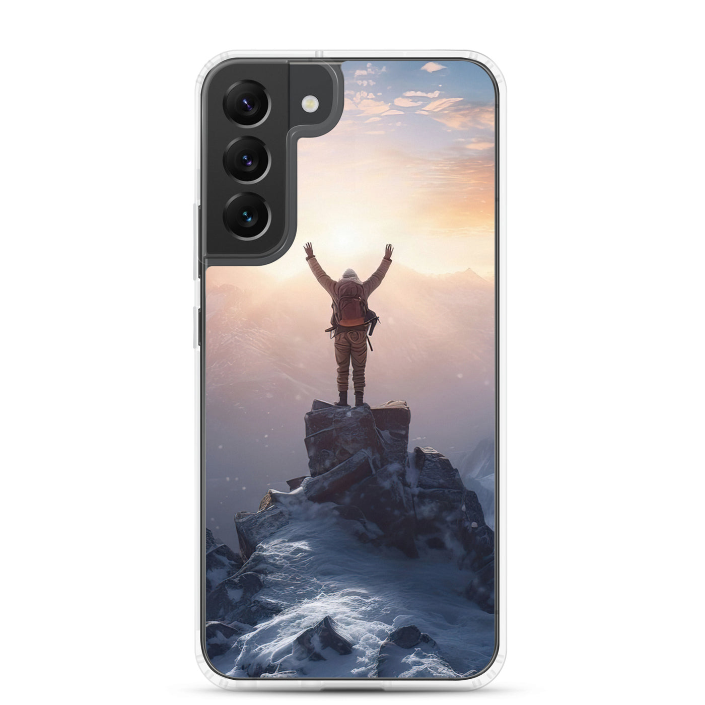 Mann auf der Spitze eines Berges - Landschaftsmalerei - Samsung Schutzhülle (durchsichtig) berge xxx Samsung Galaxy S22 Plus