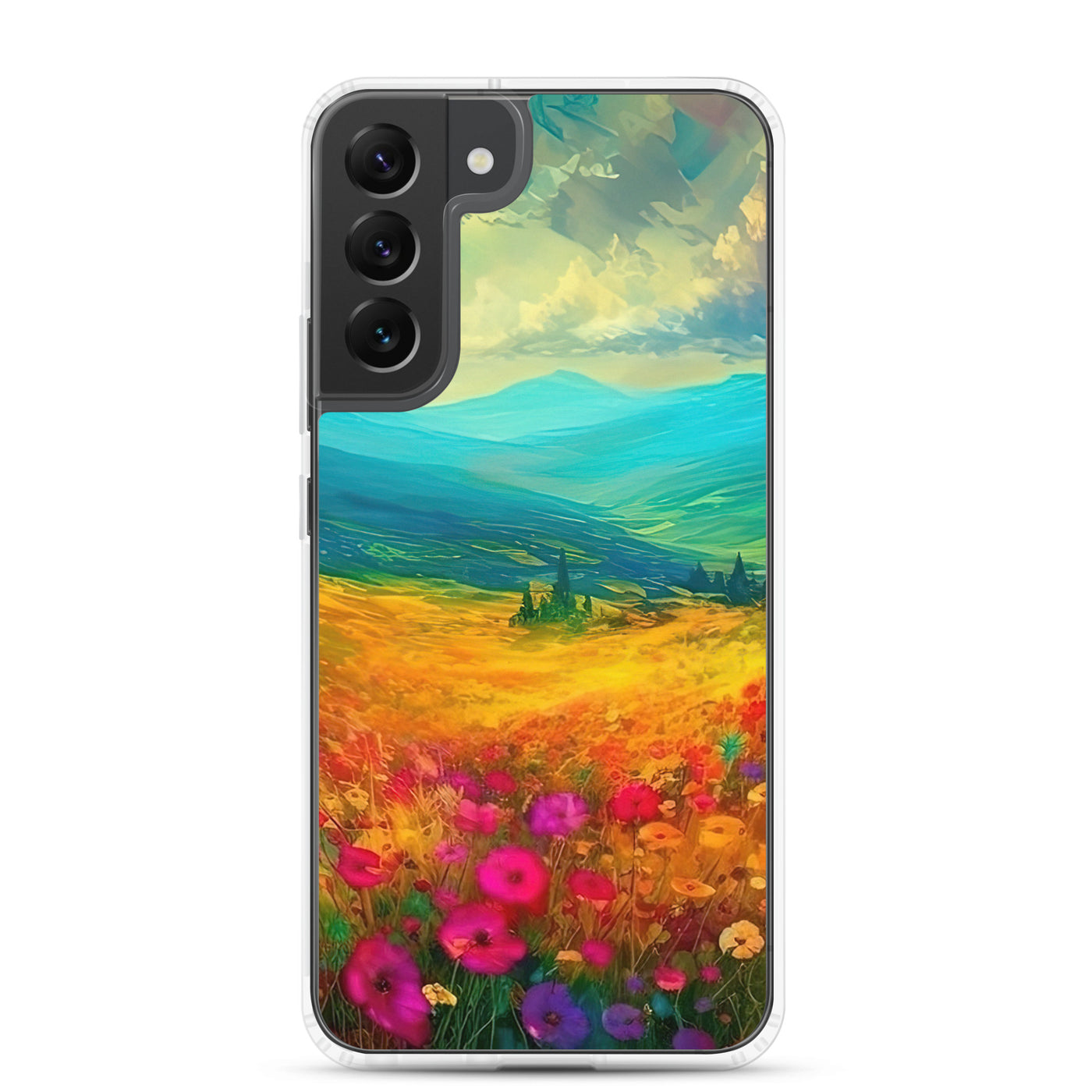 Berglandschaft und schöne farbige Blumen - Malerei - Samsung Schutzhülle (durchsichtig) berge xxx Samsung Galaxy S22 Plus