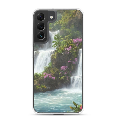 Wasserfall im Wald und Blumen - Schöne Malerei - Samsung Schutzhülle (durchsichtig) camping xxx Samsung Galaxy S22 Plus