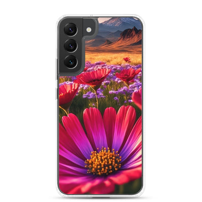 Wünderschöne Blumen und Berge im Hintergrund - Samsung Schutzhülle (durchsichtig) berge xxx Samsung Galaxy S22 Plus