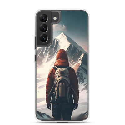 Wanderer von hinten vor einem Berg - Malerei - Samsung Schutzhülle (durchsichtig) berge xxx Samsung Galaxy S22 Plus