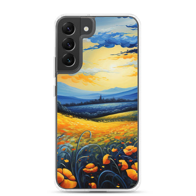 Berglandschaft mit schönen gelben Blumen - Landschaftsmalerei - Samsung Schutzhülle (durchsichtig) berge xxx Samsung Galaxy S22 Plus