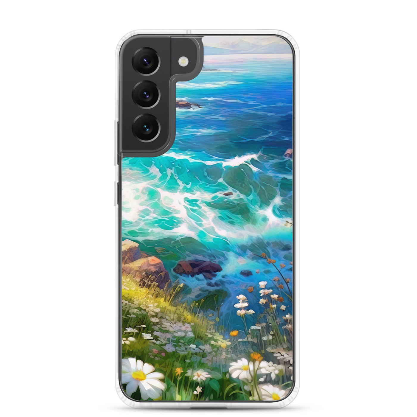 Berge, Blumen, Fluss und Steine - Malerei - Samsung Schutzhülle (durchsichtig) camping xxx Samsung Galaxy S22 Plus